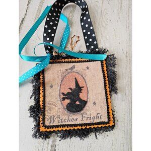 Witch‎ Halloween mini ribbon sign decor shabby chic unique
